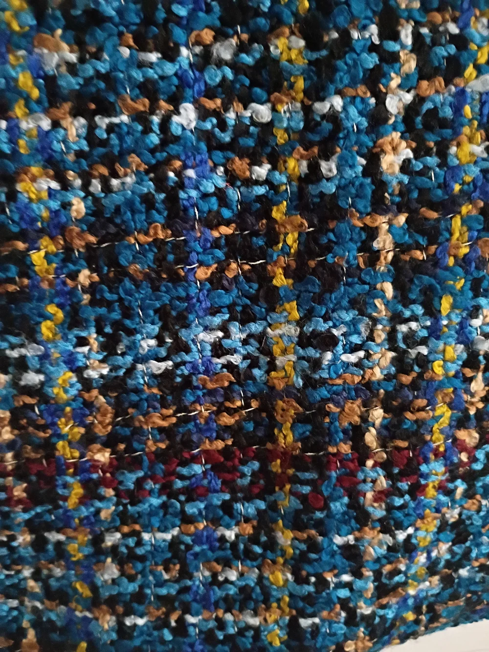 Multicolor Blue Textured Knit Infinity Scarf